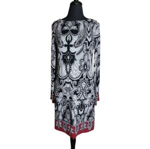 Nicole by Nicole Miller long sleeve boat neck paisley shift dress size small